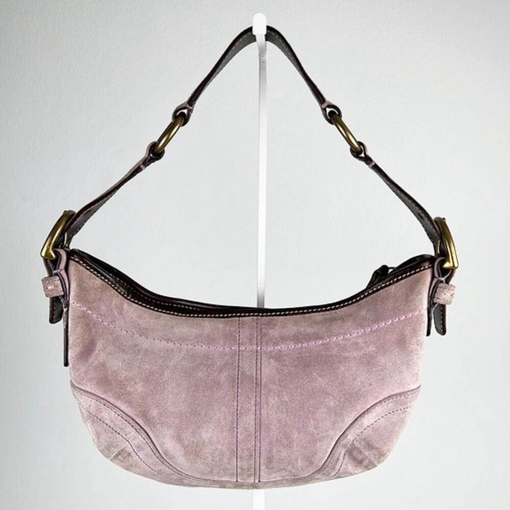 Coach Y2K Suede Pastel Lavender Pink Mini Small Hobo Shoulder Bag 9658 - Picture 7 of 16